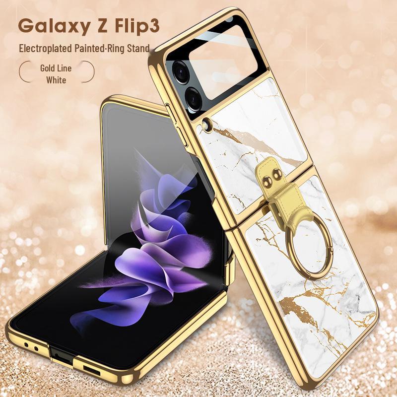Electroplated Ring Buckle Case with Screen Protector for Samsung ZFlip3 F7110 Glass Painted
Electroplated Ring Buckle Case with Screen Protector for Samsung ZFlip3 F7110 Glass Painted
