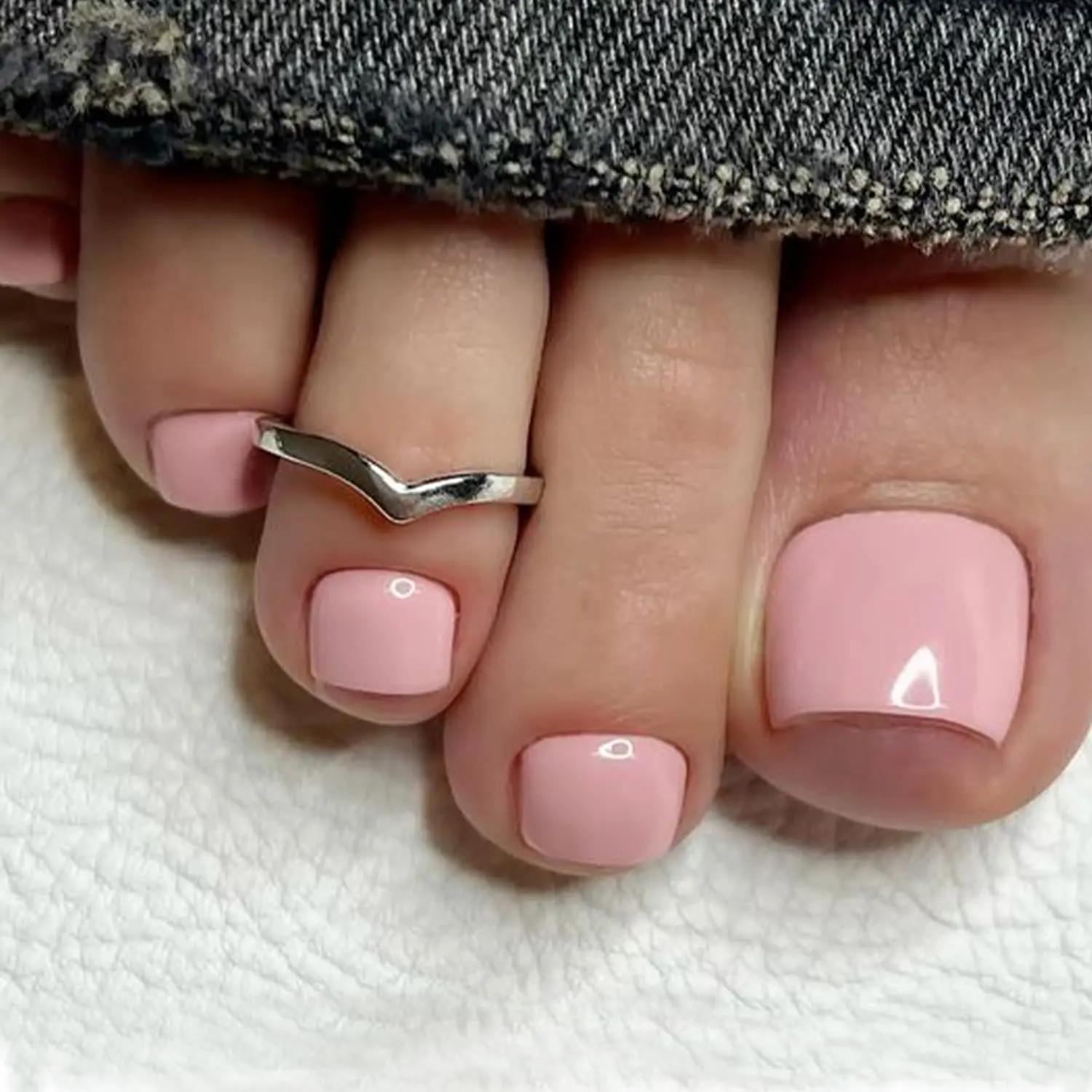 Short square nude French press-on toenails, reusable manicure set, spring gift for women and girls рожевий
Short square nude French press-on toenails, reusable manicure set, spring gift for women and girls рожевий