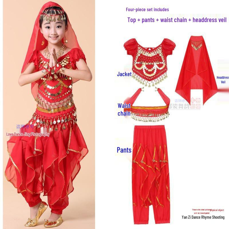 Костюм для індійського та синьцзянського танцю для дівчаток: Дитячий етнічний одяг для виступу з танцю живота XL (130-140cm)
Костюм для індійського та синьцзянського танцю для дівчаток: Дитячий етнічний одяг для виступу з танцю живота XL (130-140cm)
