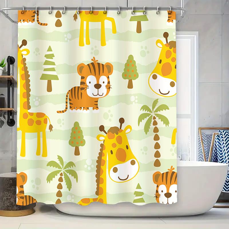 Animal Print Shower Curtain Jungle Safari Theme Featuring Giraffes Tigers In Green Forest Pattern! Easy To Install Hooks Include W60H190(CM)-1 Pcs
Animal Print Shower Curtain Jungle Safari Theme Featuring Giraffes Tigers In Green Forest Pattern! Easy To Install Hooks Include W60H190(CM)-1 Pcs