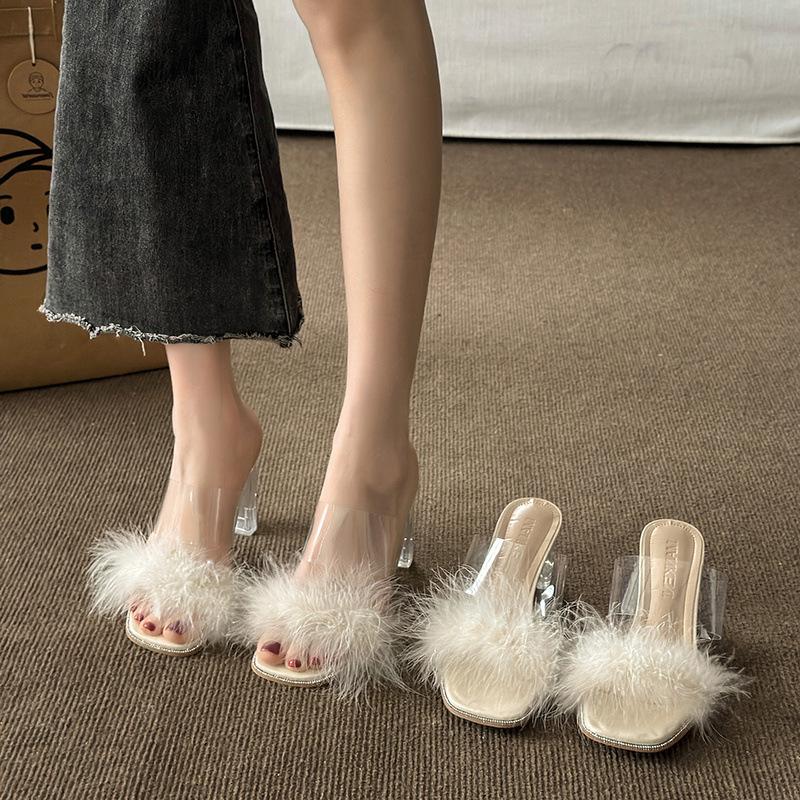 High-heeled slippers women s summer outer wear 2025 spring new shoes sandals thick heel thick sole transparent high heels women s plush sandals 40
High-heeled slippers women s summer outer wear 2025 spring new shoes sandals thick heel thick sole transparent high heels women s plush sandals 40