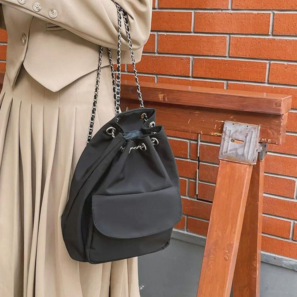 Korean Style Drawstring Backpack Commute Chain Bucket Bag Casual Nylon Backpack Girls чёрный
Korean Style Drawstring Backpack Commute Chain Bucket Bag Casual Nylon Backpack Girls чёрный