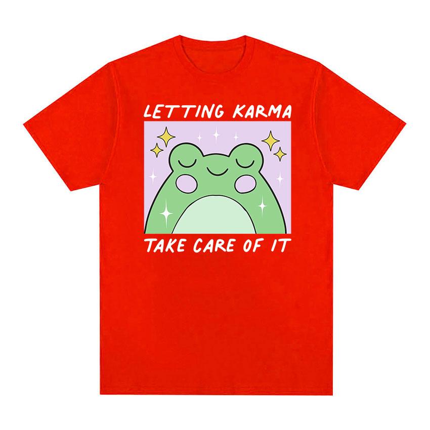 Letting Karma Take Care of It Симпатичные лягушки Забавные футболки с рисунком Мужские и женские повседневные модные футболки большого размера из хлопка высокого качества
Letting Karma Take Care of It Симпатичные лягушки Забавные футболки с рисунком Мужские и женские повседневные модные футболки большого размера из хлопка высокого качества