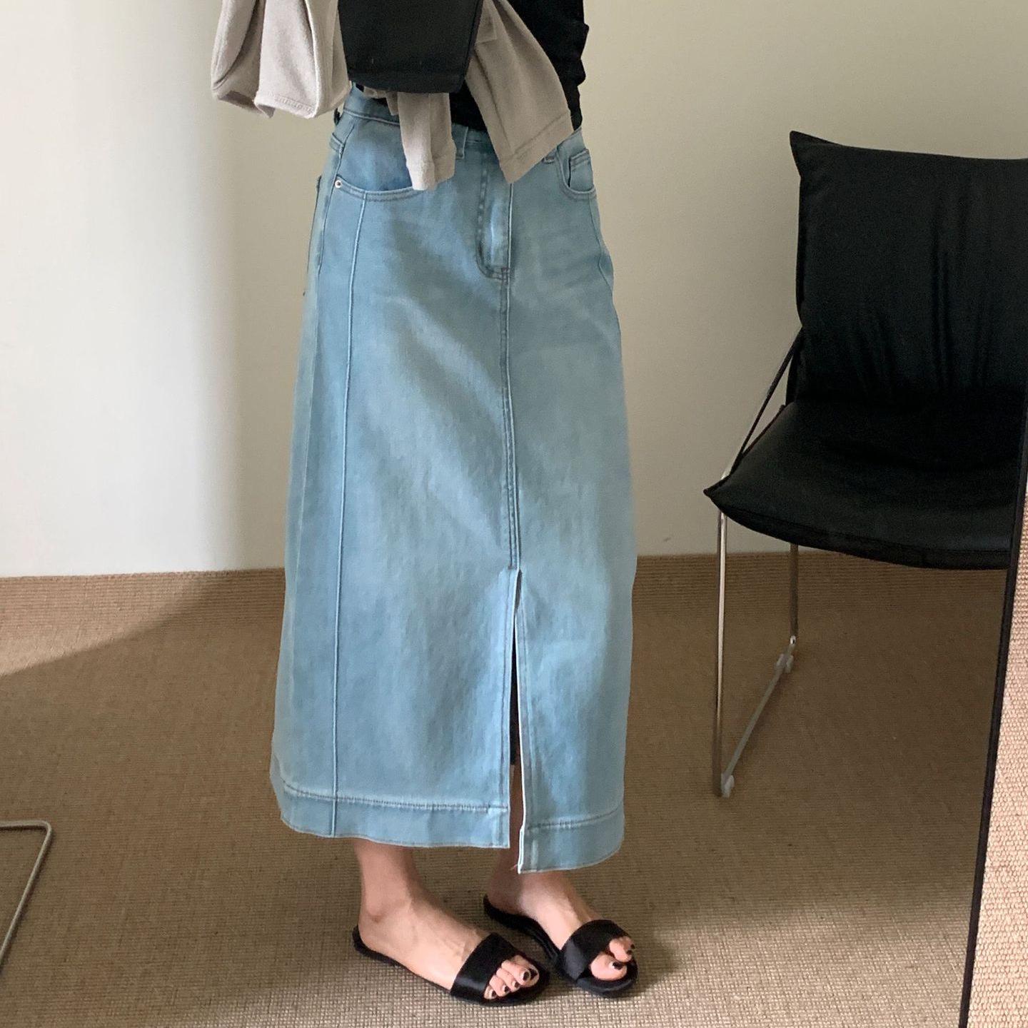 Spring/Summer European Style Gentle-Temperament Mid-Length Four-Way Stretch Denim Skirt L
Spring/Summer European Style Gentle-Temperament Mid-Length Four-Way Stretch Denim Skirt L