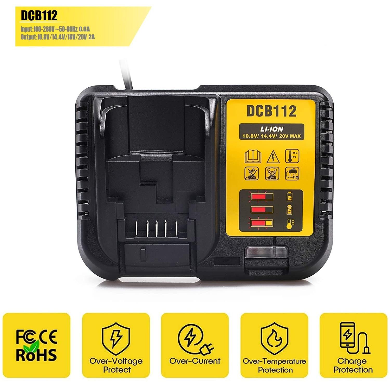 2A DCB112 Сменное зарядное устройство для литий-ионного аккумулятора Dewalt 10,8 В 12 В 14,4 В 18 В 20 В DCB200 DCB101 DCB115 DCB107 DCB105 DCB140
2A DCB112 Сменное зарядное устройство для литий-ионного аккумулятора Dewalt 10,8 В 12 В 14,4 В 18 В 20 В DCB200 DCB101 DCB115 DCB107 DCB105 DCB140