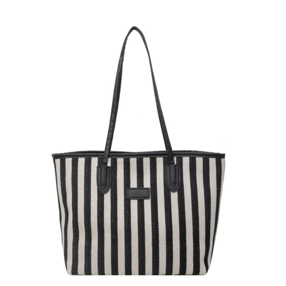 Zipper Shoulder Bag Large Capacity Shopping Handbag Temperament Stripe Canvas Tote Bag All-match
Zipper Shoulder Bag Large Capacity Shopping Handbag Temperament Stripe Canvas Tote Bag All-match
