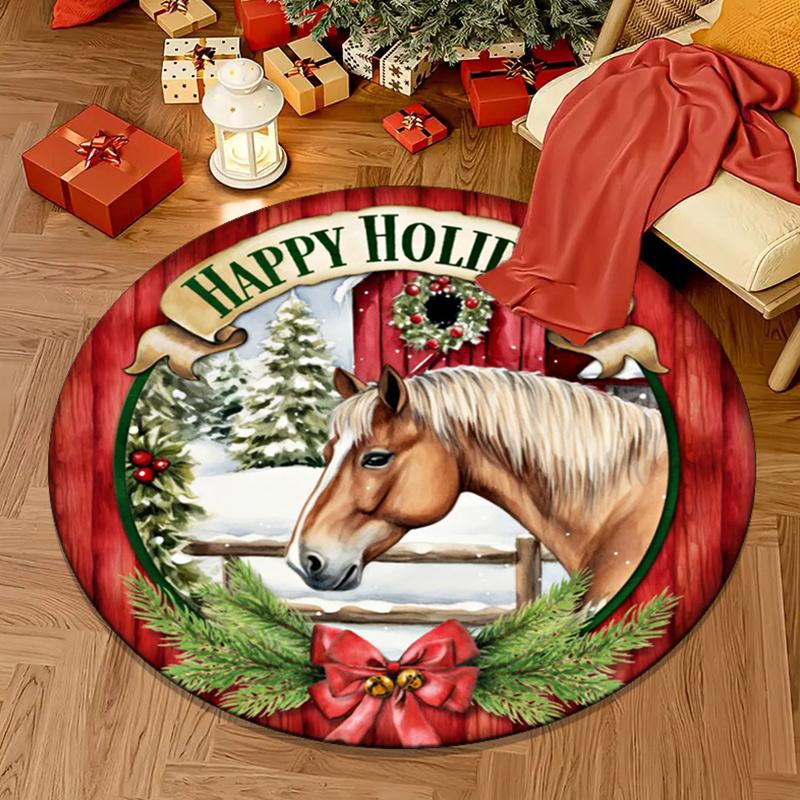 Happy Holiday Horse Christmas Round Rug Plush Floor Mat Festival Home Decoration Gift Room Decor Christmas Theme Rug 60cm x 60cm
Happy Holiday Horse Christmas Round Rug Plush Floor Mat Festival Home Decoration Gift Room Decor Christmas Theme Rug 60cm x 60cm