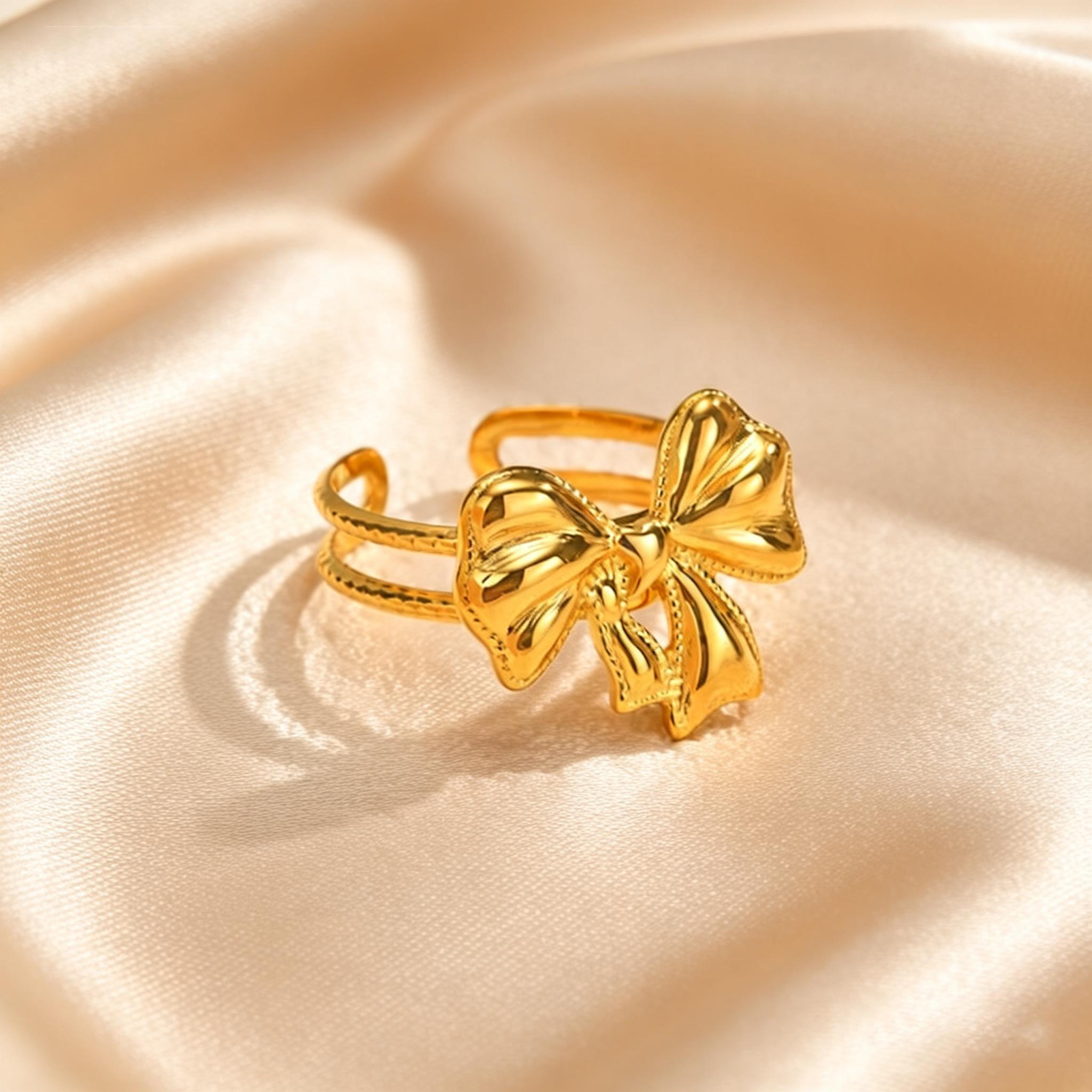 Unique Creative Gold Color Heart Butterfly Bowknot Ring Stainless Steel Open Ring for Women Elegant Luxury Jewelry Gifts
Unique Creative Gold Color Heart Butterfly Bowknot Ring Stainless Steel Open Ring for Women Elegant Luxury Jewelry Gifts
