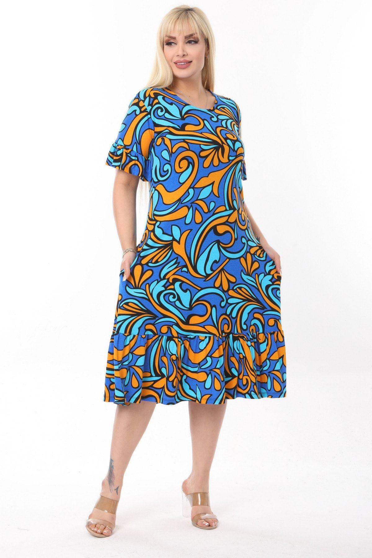 Women s Big Size Dress Plus Size Turquoise Jungle Pattern Pocket Dress with Ruffled Sleeves and Skirt 4XL/5XL
Women s Big Size Dress Plus Size Turquoise Jungle Pattern Pocket Dress with Ruffled Sleeves and Skirt 4XL/5XL