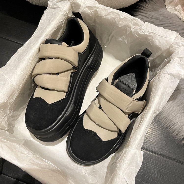 Осень и зима 2022, новая корейская повседневная обувь на толстой подошве со шнуровкой «бисквит», модная обувь на шнуровке 40