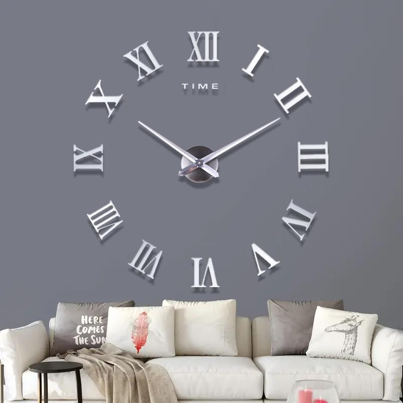 Roman numerals DIY wall clock 3D large wall decoration sticker frameless wall clock decoration living room (Silver,47.2 inch) срібний
Roman numerals DIY wall clock 3D large wall decoration sticker frameless wall clock decoration living room (Silver,47.2 inch) срібний