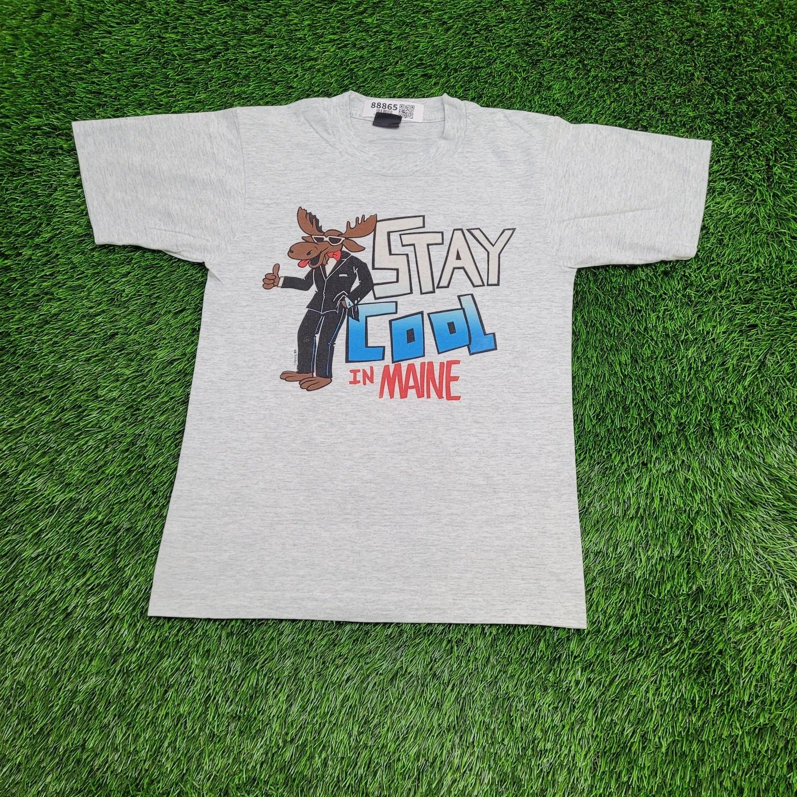 Vintage 80s Stay Cool in Maine Moose T-Shirt Mens XS Made in USA 4XL
Vintage 80s Stay Cool in Maine Moose T-Shirt Mens XS Made in USA 4XL