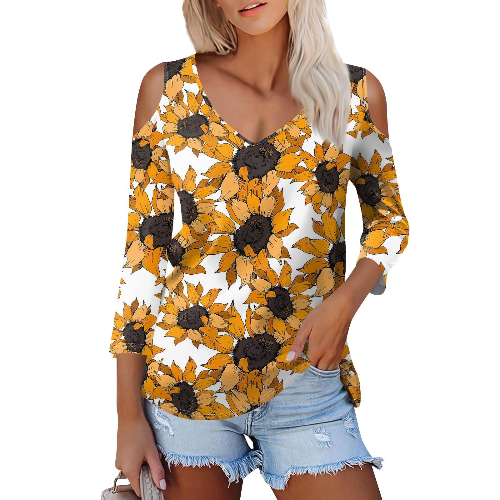 Жіноча літня модна повсякденна футболка з відкритими плечима з V-подібним вирізом і 3/4 рукавами з принтом XL шафрановий
Жіноча літня модна повсякденна футболка з відкритими плечима з V-подібним вирізом і 3/4 рукавами з принтом XL шафрановий