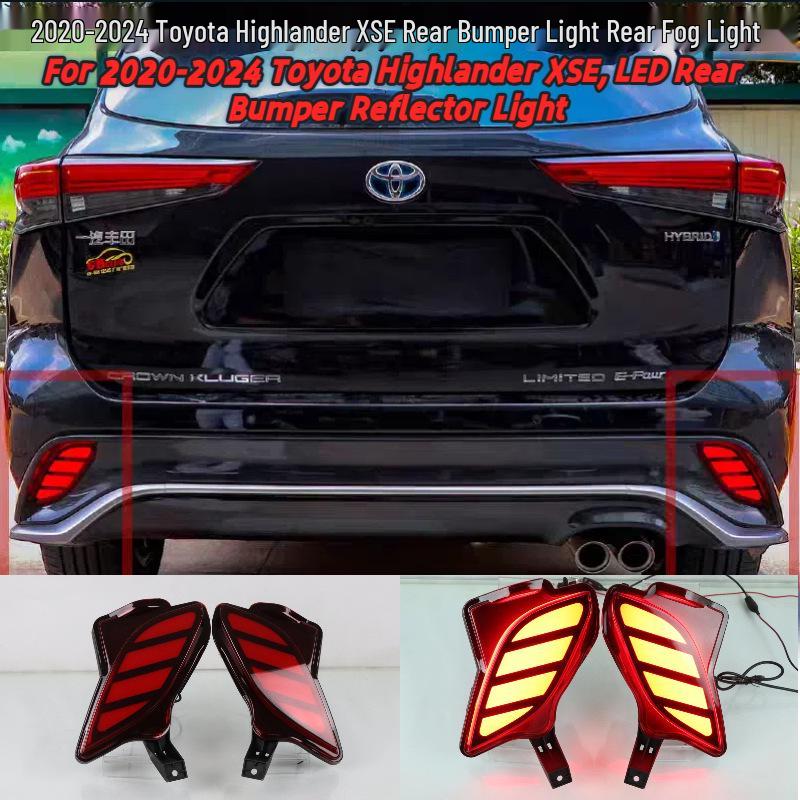 LED Rear Bumper and Fog Lights for 2020-2024 Highlander XSE Black shell, three functions: one pair
LED Rear Bumper and Fog Lights for 2020-2024 Highlander XSE Black shell, three functions: one pair