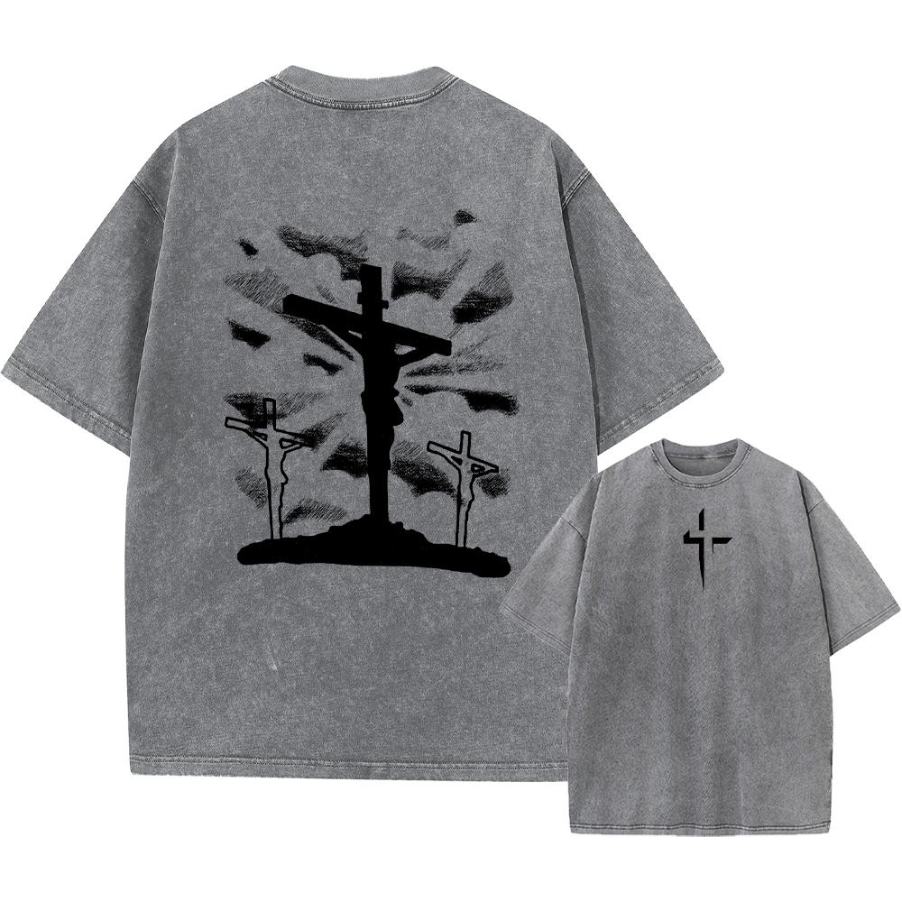 Mens Creative Cross Print Heavyweight Washed TShirt Loose Casual Breathable Pure Cotton Short Sleeve Top Street Style S
Mens Creative Cross Print Heavyweight Washed TShirt Loose Casual Breathable Pure Cotton Short Sleeve Top Street Style S