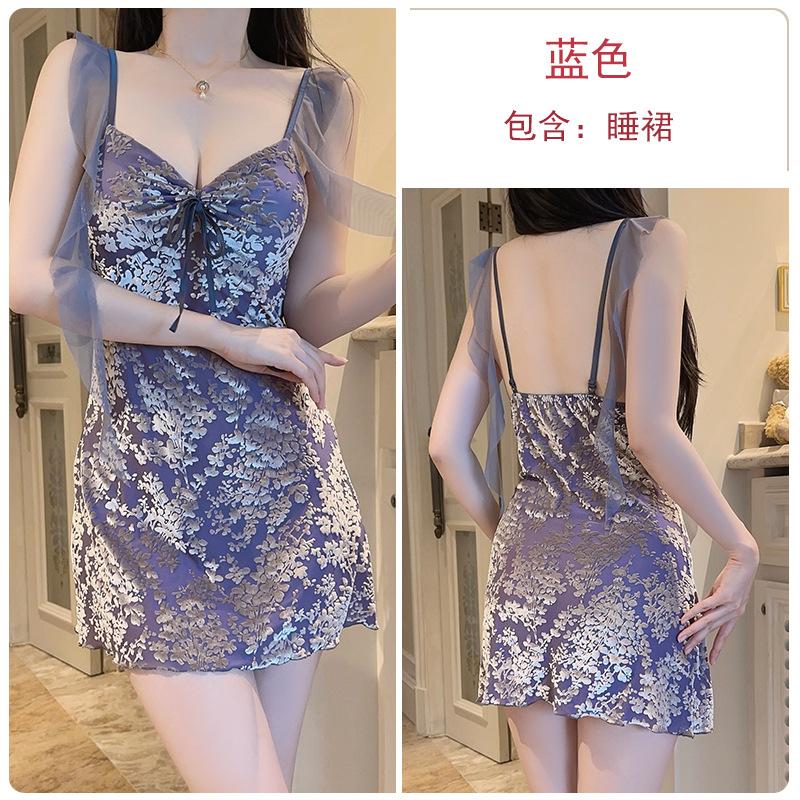 Sexy women s pajamas passionate hot slim deep V lazy plus chest pad pure lust velvet nightdress set M синий
Sexy women s pajamas passionate hot slim deep V lazy plus chest pad pure lust velvet nightdress set M синий