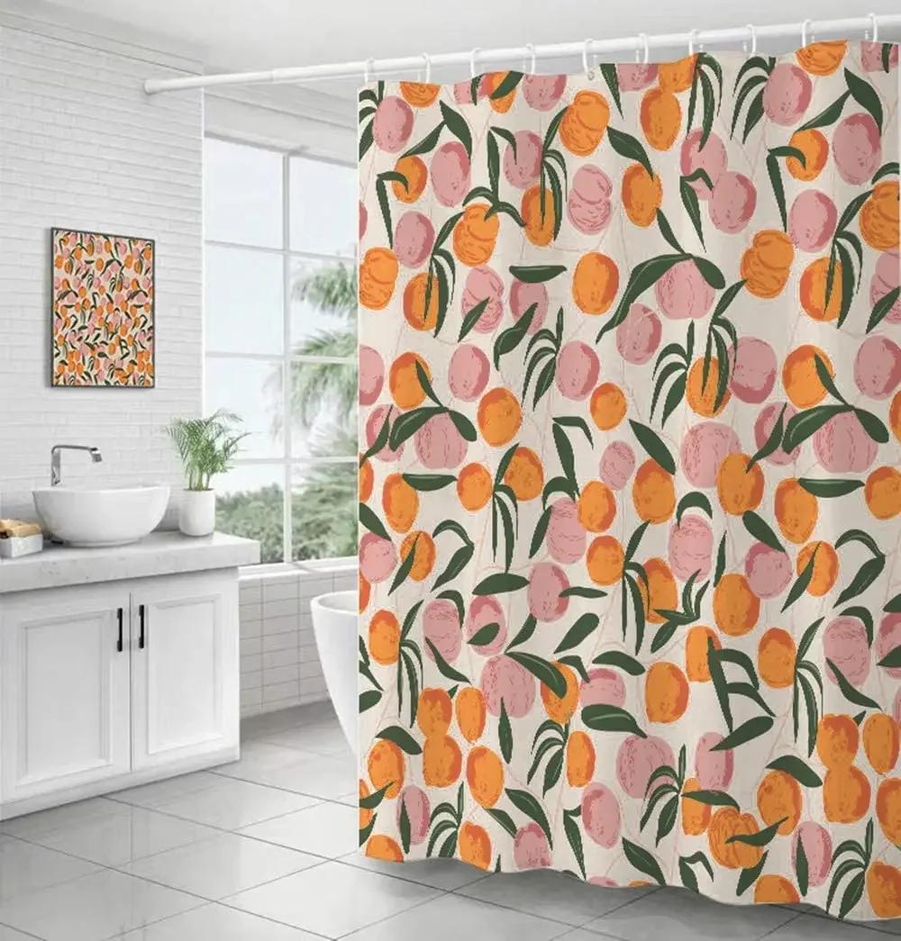 Pink Cute Peach Shower Curtain For Girly Bathroom,Orange Fruit Floral Colorful Bathroom Curtain Set Waterproof Fabric With Hooks W60H190(CM)-1 Pcs
Pink Cute Peach Shower Curtain For Girly Bathroom,Orange Fruit Floral Colorful Bathroom Curtain Set Waterproof Fabric With Hooks W60H190(CM)-1 Pcs