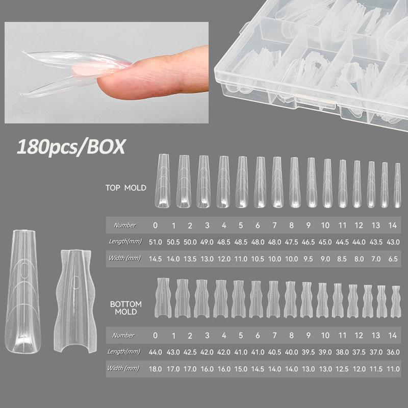 180PCS Sandwich Dual Nail Form Coffin Almond Nail Forms 14Size Reusable Top Bottom Forms Nail Art Extension Top Mold Bottom Mold
180PCS Sandwich Dual Nail Form Coffin Almond Nail Forms 14Size Reusable Top Bottom Forms Nail Art Extension Top Mold Bottom Mold