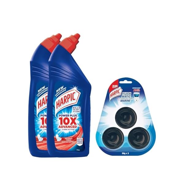 Harpic Disinfectant Toilet Cleaner Liquid, Original - 1л (Упаковка з 2 штук) + Блок бачка Harpic Flushmatic - 150г
Harpic Disinfectant Toilet Cleaner Liquid, Original - 1л (Упаковка з 2 штук) + Блок бачка Harpic Flushmatic - 150г