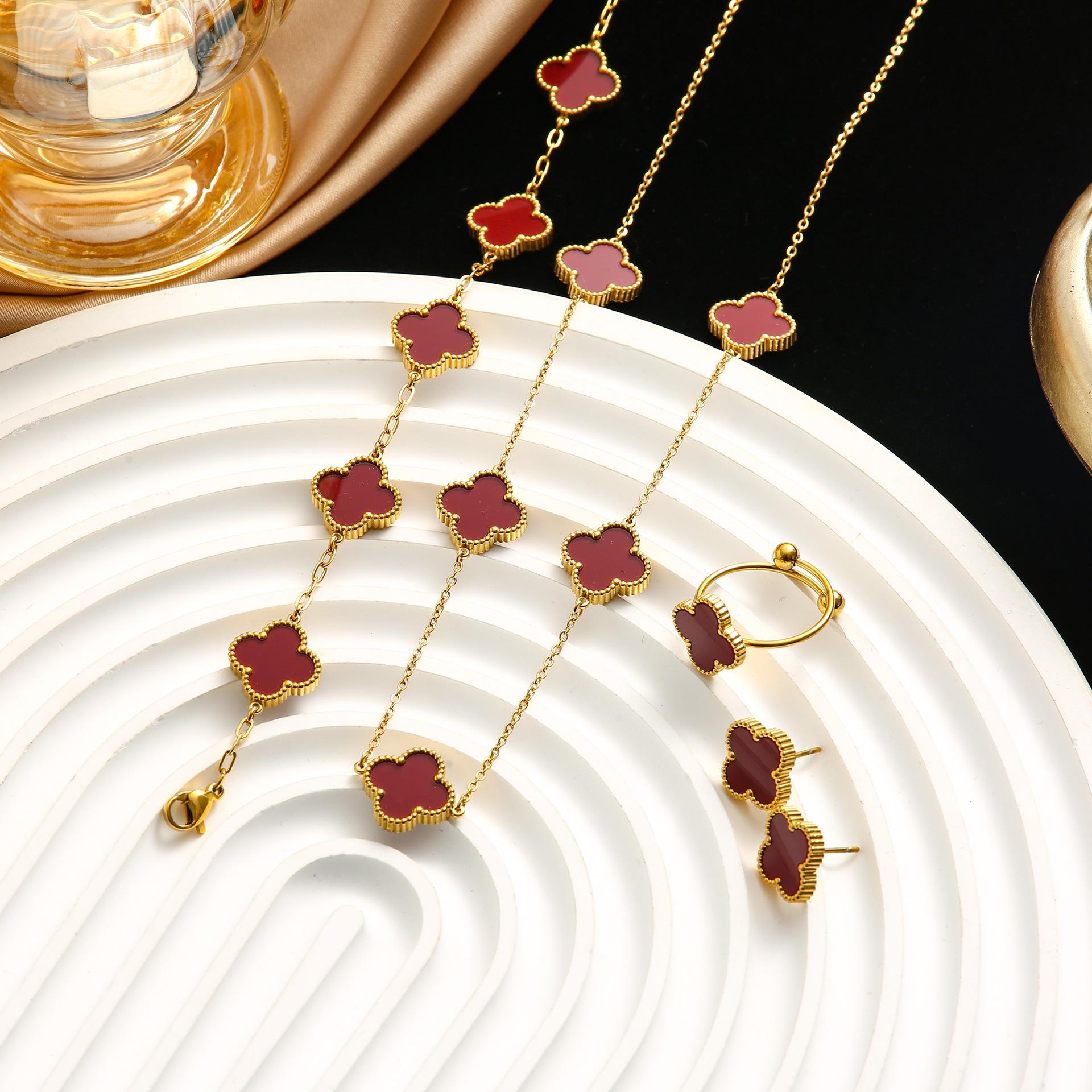 4 шт. титановая сталь двухстороннее ожерелье с клевером женское титановая сталь не выцветающая подвеска ожерелье браслет серьги кольцо комплект 4PCS красный
4 шт. титановая сталь двухстороннее ожерелье с клевером женское титановая сталь не выцветающая подвеска ожерелье браслет серьги кольцо комплект 4PCS красный