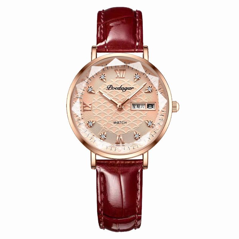 Top Brand New Waterproof Luminous Women s Watch Female Student Double Calendar Ultra-thin Fashionable Atmospheric Quartz Watch
Top Brand New Waterproof Luminous Women s Watch Female Student Double Calendar Ultra-thin Fashionable Atmospheric Quartz Watch