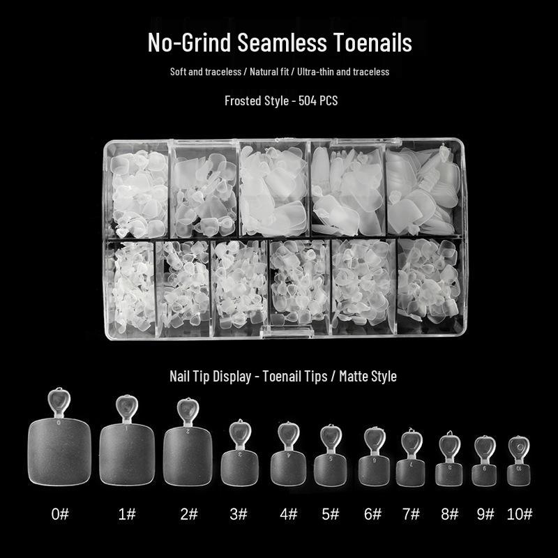 Frosted Transparent Full Cover Toe Nail Tips - 504 Pieces
Frosted Transparent Full Cover Toe Nail Tips - 504 Pieces