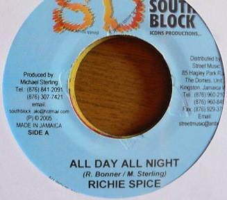 7inch Record RICHIE SPICE / ZEBRA - All Day All Night / It No Full NONE South Block 2005 Jamaica Reggae, Ska & Dub Used
7inch Record RICHIE SPICE / ZEBRA - All Day All Night / It No Full NONE South Block 2005 Jamaica Reggae, Ska & Dub Used