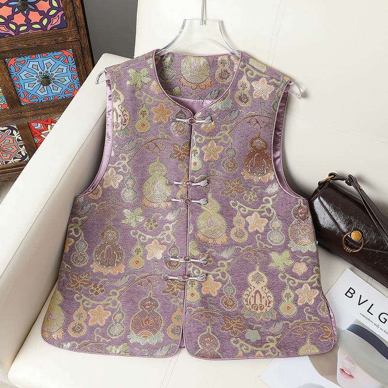 Women s Retro Chinese Frog Button Round Neck Vest – Spring/Autumn Gourd Jacquard Style XL recommended 85-100 jin фиолетовый
Women s Retro Chinese Frog Button Round Neck Vest – Spring/Autumn Gourd Jacquard Style XL recommended 85-100 jin фиолетовый