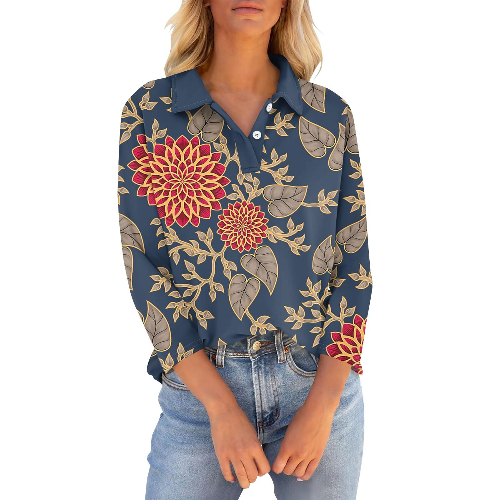 Женские футболки с рукавом 3/4, летние рубашки на пуговицах с v-образным вырезом, повседневные свободные топы с воротником и принтом XXL
Женские футболки с рукавом 3/4, летние рубашки на пуговицах с v-образным вырезом, повседневные свободные топы с воротником и принтом XXL