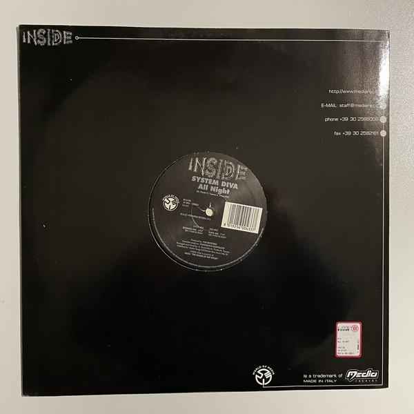 12inch Record SYSTEM DIVA - All Night IN6125 Inside 1998 Italy Dance & Electronica Used
12inch Record SYSTEM DIVA - All Night IN6125 Inside 1998 Italy Dance & Electronica Used