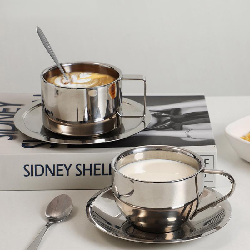 3 Pieces Household Mug With Spoon Tray Coffee Mug Set 304 Stainless Steel Elegant Office
3 Pieces Household Mug With Spoon Tray Coffee Mug Set 304 Stainless Steel Elegant Office