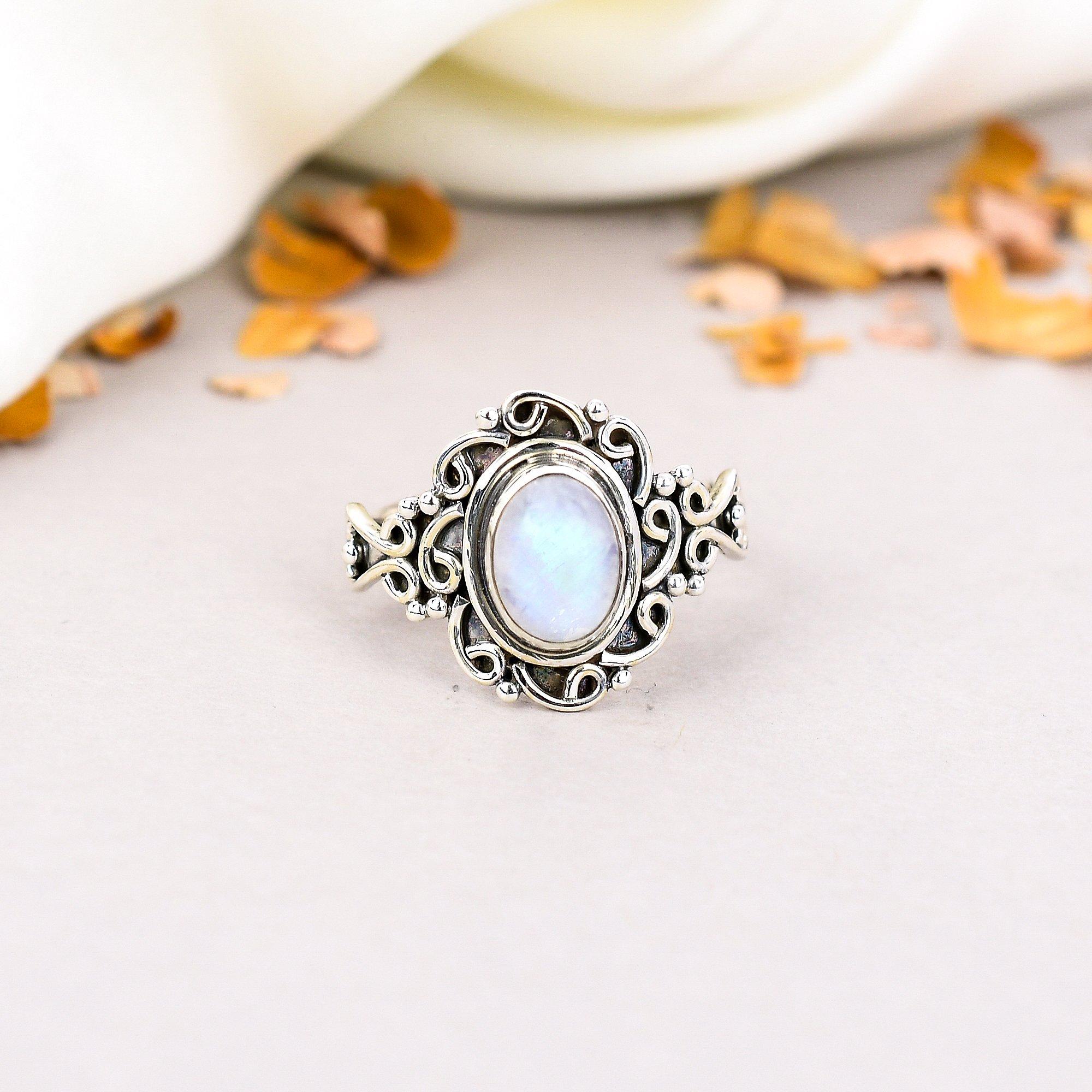 Rainbow Moonstone 925 Sterling Silver Oval Gemstone Boho style Handmade Ring For Women 5
Rainbow Moonstone 925 Sterling Silver Oval Gemstone Boho style Handmade Ring For Women 5