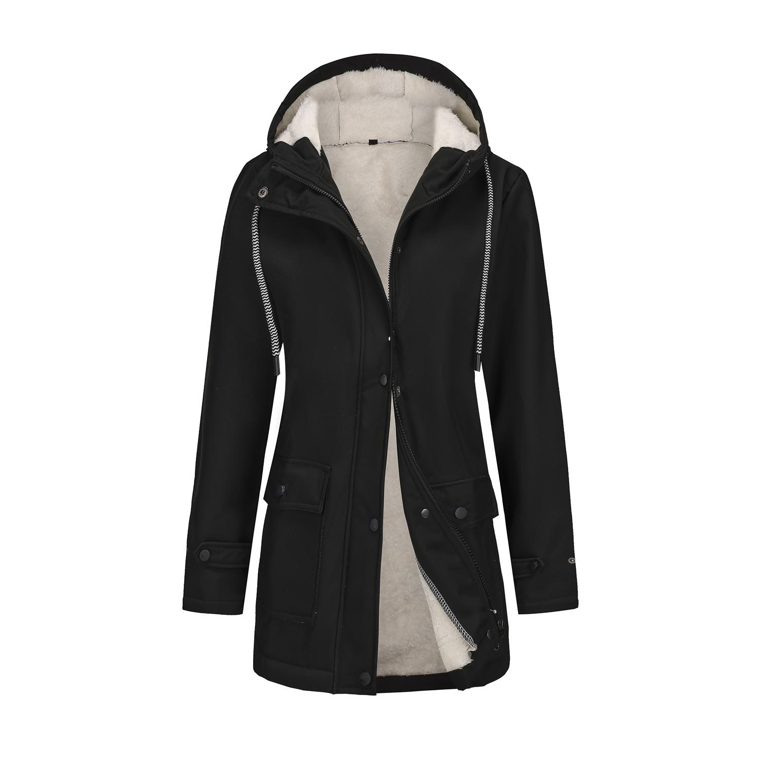 Жіночі тренчі з капюшоном, вітрівки з довгими рукавами, флісові пальта, водовідштовхувальні куртки на блискавці, осінньо-зимовий верхній одяг 2XL чорний
Жіночі тренчі з капюшоном, вітрівки з довгими рукавами, флісові пальта, водовідштовхувальні куртки на блискавці, осінньо-зимовий верхній одяг 2XL чорний