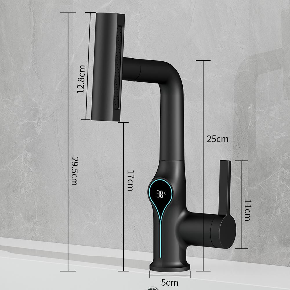 Водопадный выдвижной кухонный кран, черный, интеллектуальный цифровой дисплей, смесители для холодной и горячей воды, поворотный кран для мойки, подъемный кран для раковины G3/8 чёрный
Водопадный выдвижной кухонный кран, черный, интеллектуальный цифровой дисплей, смесители для холодной и горячей воды, поворотный кран для мойки, подъемный кран для раковины G3/8 чёрный