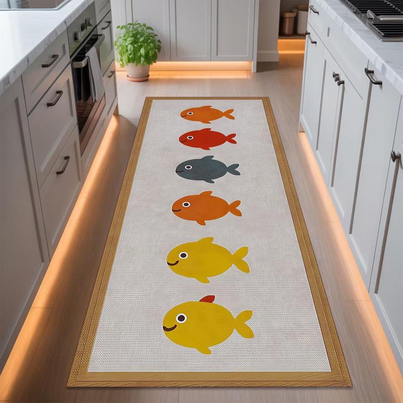Fish Pattern Runner Rug Nautical Kitchen Hallway Decor Coastal Hallway Carpet Underwater Themed Bedroom Home Decoration 40X120CM
Fish Pattern Runner Rug Nautical Kitchen Hallway Decor Coastal Hallway Carpet Underwater Themed Bedroom Home Decoration 40X120CM