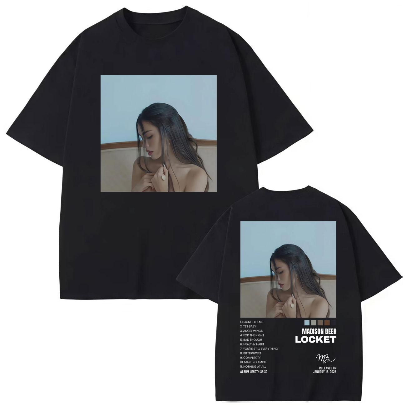 Madison Beer Locket Album Graphic T Shirts Men Women High Quality Fashion Oversized T-shirt Summer Short Sleeve T-shirts S
Madison Beer Locket Album Graphic T Shirts Men Women High Quality Fashion Oversized T-shirt Summer Short Sleeve T-shirts S