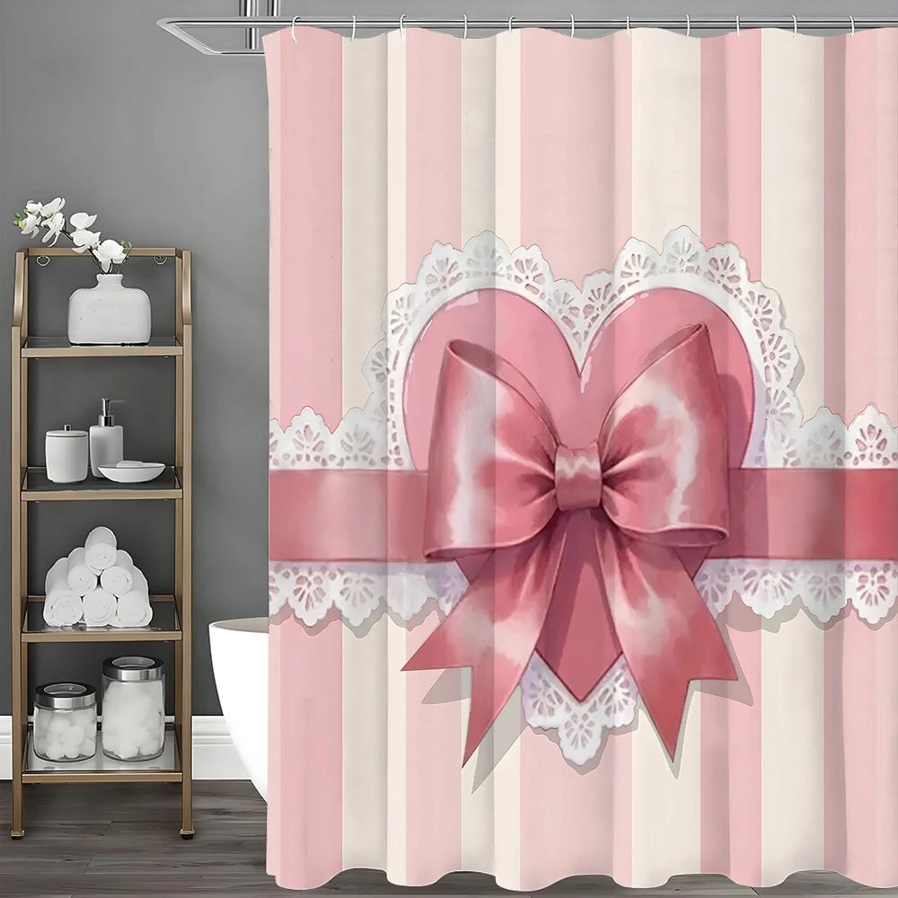 Pink Bow Lace Gift Shower Curtain, Bathroom Decorative Shower Curtain, Waterproof Shower Curtain With Hooks W60H190(CM)-1 Pcs
Pink Bow Lace Gift Shower Curtain, Bathroom Decorative Shower Curtain, Waterproof Shower Curtain With Hooks W60H190(CM)-1 Pcs