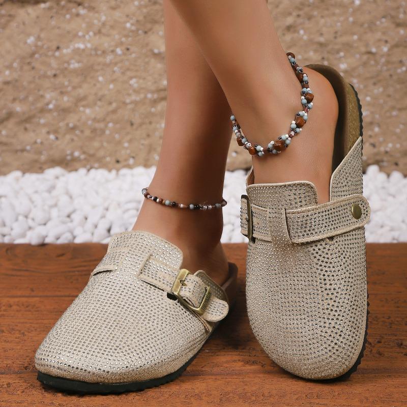 Новая женская обувь больших размеров в Баотоу, универсальные шлепанцы на толстой подошве с водными бриллиантами для улицы 42