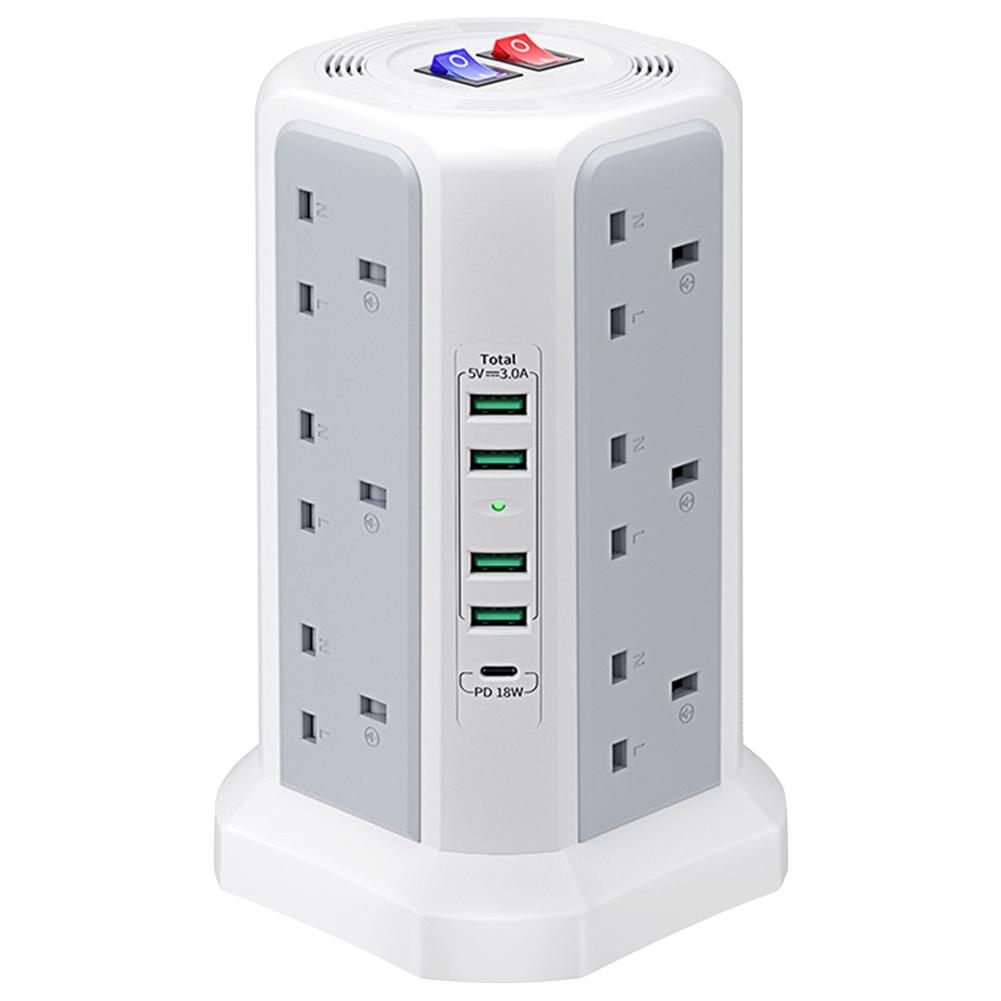UK 1.8M Tower Extension Lead with USB Slots 13A 3250W PD18W Surge Protection Extension Lead with Switch 5 USB Ports and 12 Way white
UK 1.8M Tower Extension Lead with USB Slots 13A 3250W PD18W Surge Protection Extension Lead with Switch 5 USB Ports and 12 Way white