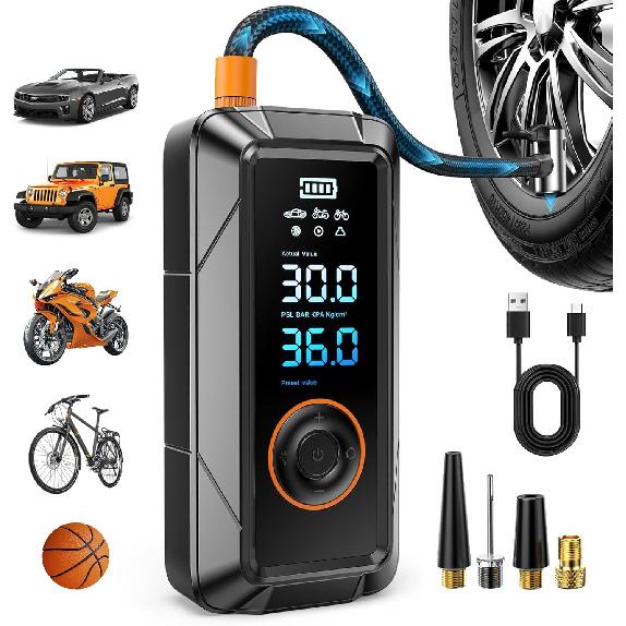 Tire Inflator Portable Air Compressor, Cordless & 12V DC Air Inflator for Car Bikes MotorcycleTires Balls with Auto Shut-Off, Digital Pressure Gauge, чёрный
Tire Inflator Portable Air Compressor, Cordless & 12V DC Air Inflator for Car Bikes MotorcycleTires Balls with Auto Shut-Off, Digital Pressure Gauge, чёрный