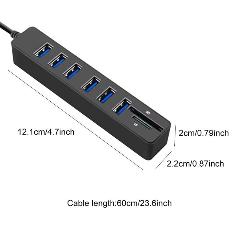 8 in 1 USB Hub with 6 USB 2.0 Ports, 1 TF Card Reader, 1 SD Card Slot - Multi-Function External Combi Adapter
8 in 1 USB Hub with 6 USB 2.0 Ports, 1 TF Card Reader, 1 SD Card Slot - Multi-Function External Combi Adapter
