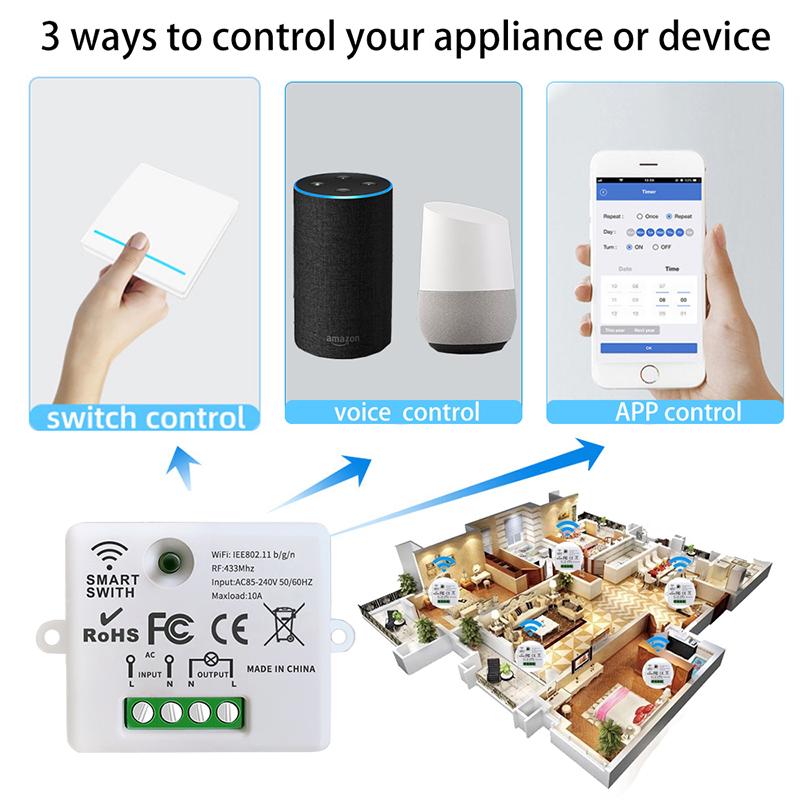 Мини WIFI Умный выключатель света Tuya Smart Life APP Настенные панели Сенсорный переключатель 433 МГц DIY Релейный модуль Таймер Голос Google Home
Мини WIFI Умный выключатель света Tuya Smart Life APP Настенные панели Сенсорный переключатель 433 МГц DIY Релейный модуль Таймер Голос Google Home