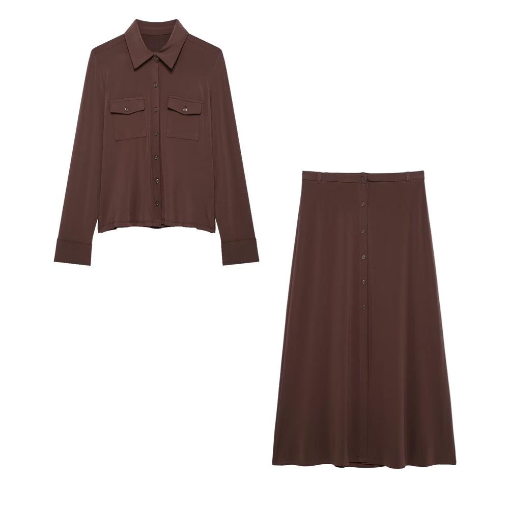 Spring 2025 Women s Lapel Pocket Shirt & Button-Trim Midi Skirt Set M темно-коричневого
Spring 2025 Women s Lapel Pocket Shirt & Button-Trim Midi Skirt Set M темно-коричневого