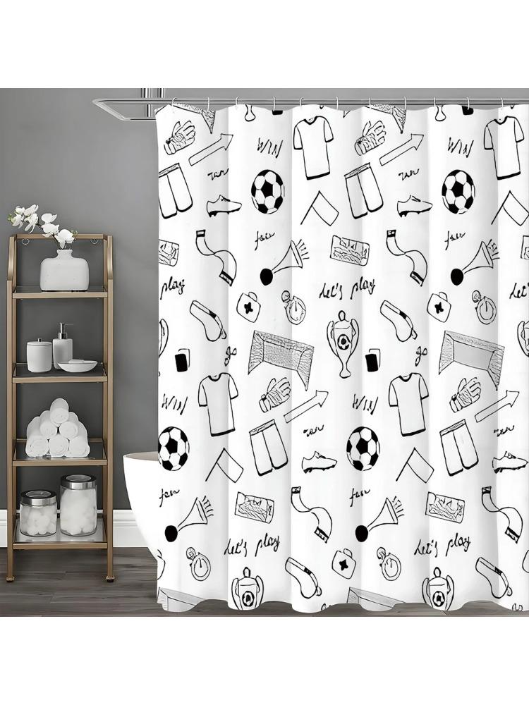 Cartoon Football Flag Trophy Soccer Net Pattern Shower Curtain, Bathroom Decorative Shower Curtain, Waterproof Shower Curtain Wi W60H190(CM)-1 Pcs
Cartoon Football Flag Trophy Soccer Net Pattern Shower Curtain, Bathroom Decorative Shower Curtain, Waterproof Shower Curtain Wi W60H190(CM)-1 Pcs