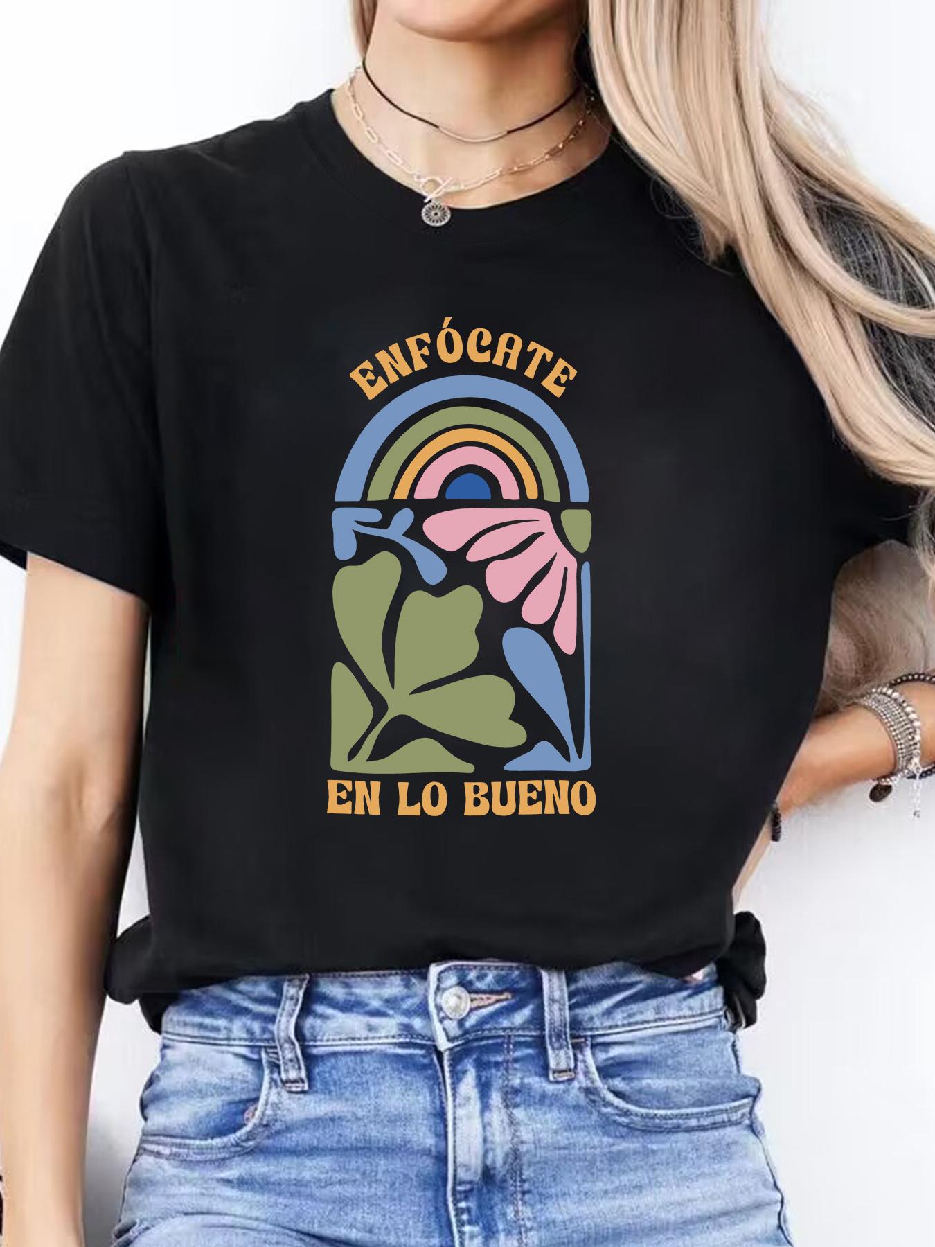 Women s Spanish Letter Print T-Shirt - Vibrant Yellow Relaxed Fit Short Sleeve Blouse with ENFOCÁTE & Spanish Phrases, Spring Summer Casual Top S чёрный
Women s Spanish Letter Print T-Shirt - Vibrant Yellow Relaxed Fit Short Sleeve Blouse with ENFOCÁTE & Spanish Phrases, Spring Summer Casual Top S чёрный