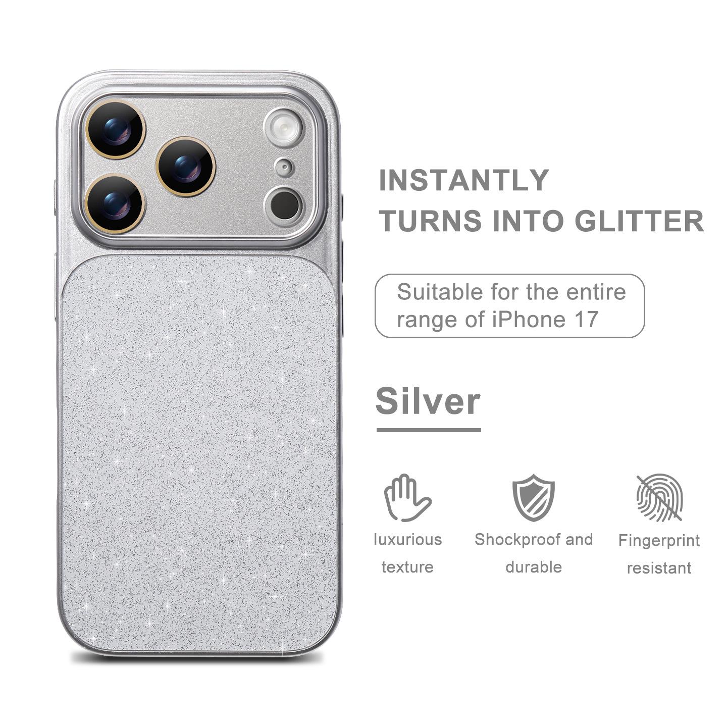 Glitter Full Coverage Drop-Proof Case for iPhone 17/16 Pro with Matte Finish and Lens Protection Stickers iPhone 17
Glitter Full Coverage Drop-Proof Case for iPhone 17/16 Pro with Matte Finish and Lens Protection Stickers iPhone 17