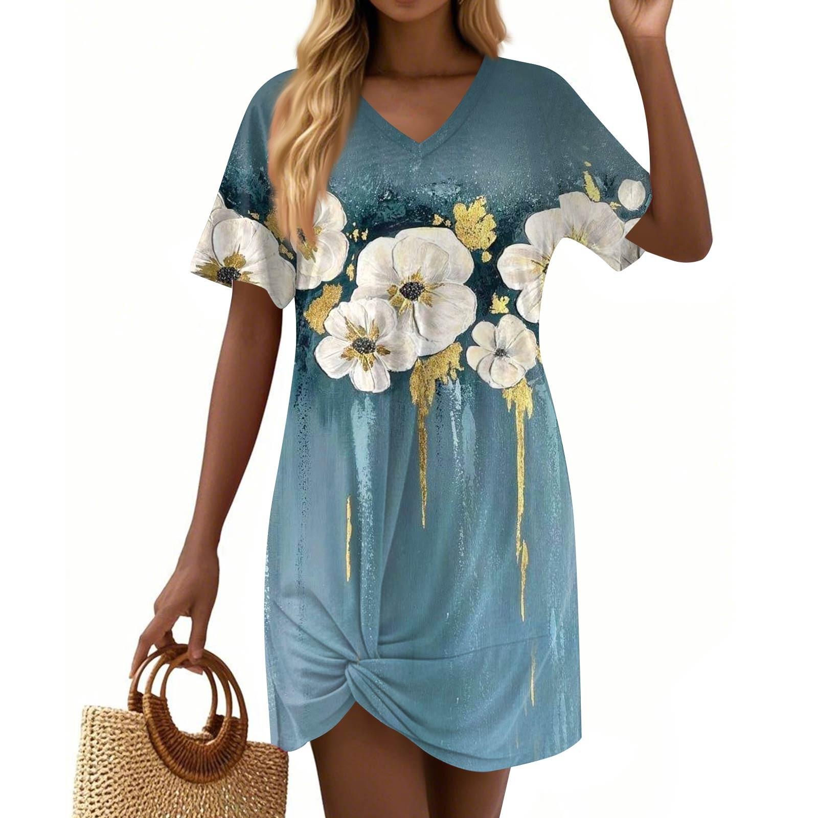 Women s Summer Casual Floral Printed Hem Knotted Short Sleeve Dresses XL небо синє кольору
Women s Summer Casual Floral Printed Hem Knotted Short Sleeve Dresses XL небо синє кольору