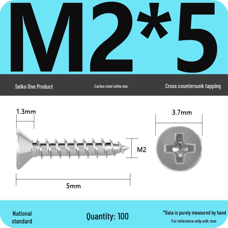Iron Galvanized Hardened Phillips Self-Tapping Flat Head Screws, Countersunk, Sizes M1-M4mm.
Iron Galvanized Hardened Phillips Self-Tapping Flat Head Screws, Countersunk, Sizes M1-M4mm.