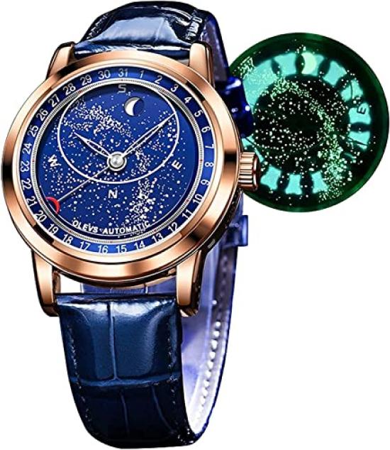 OLEVS Мужские часы Cool Starry Sky Automatic Watch Mechanical Luxury Leather Belt Skeleton Leather Belt Men s Waterproof Blue watch for men (Розовое золото
OLEVS Мужские часы Cool Starry Sky Automatic Watch Mechanical Luxury Leather Belt Skeleton Leather Belt Men s Waterproof Blue watch for men (Розовое золото
