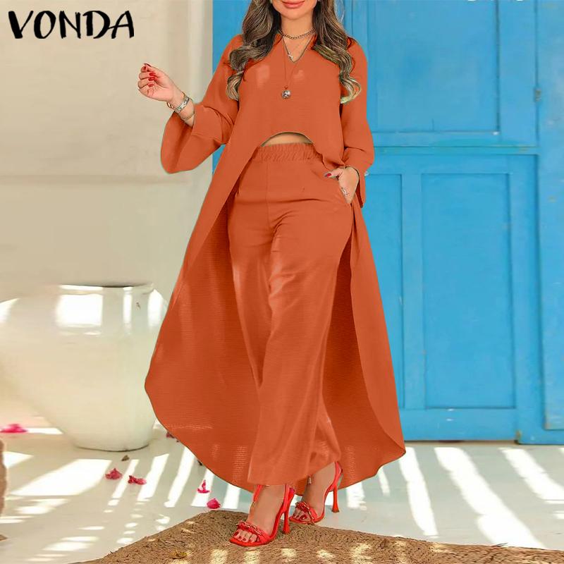 VONDA Весенние женские комплекты из 2 предметов, однотонные топы с нерегулярным подолом, длинные брюки
VONDA Весенние женские комплекты из 2 предметов, однотонные топы с нерегулярным подолом, длинные брюки